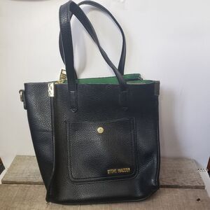 STEVE MADDEN Black MINI Tote Satchel Green Interior